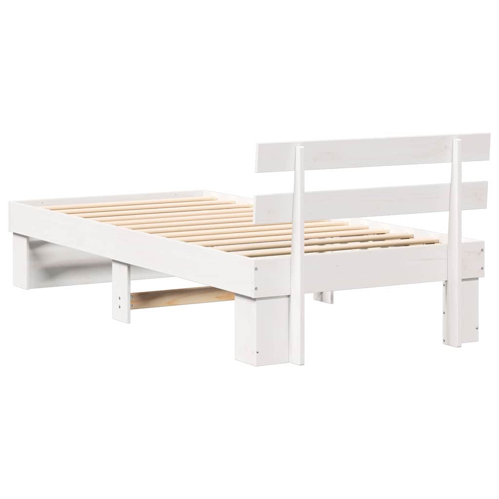 vidaXL Σκελετός Κρεβατιού Λευκό 90 x 190 cm Μασίφ ξύλο πεύκου