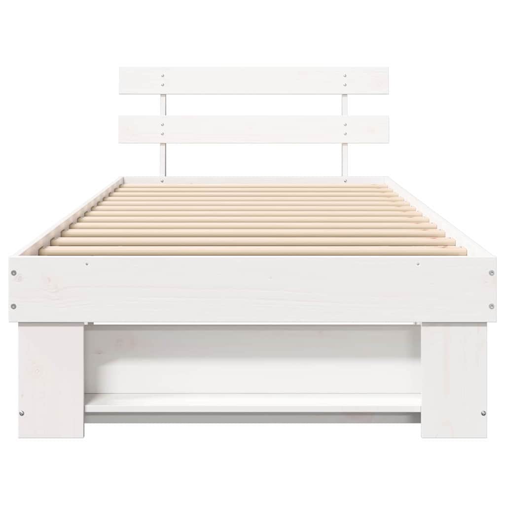 vidaXL Σκελετός Κρεβατιού Λευκό 90 x 190 cm Μασίφ ξύλο πεύκου