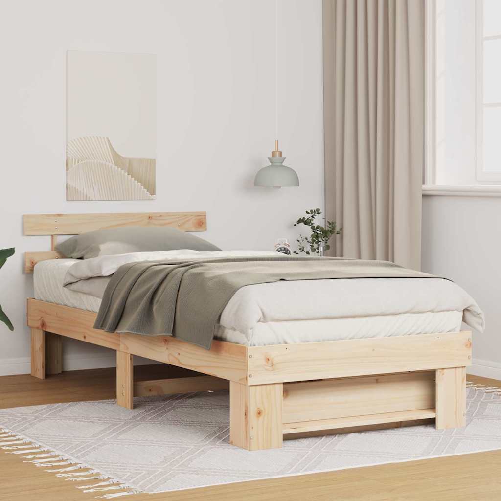 vidaXL Σκελετός Κρεβατιού Καφέ 75 x 190 cm Μασίφ ξύλο πεύκου
