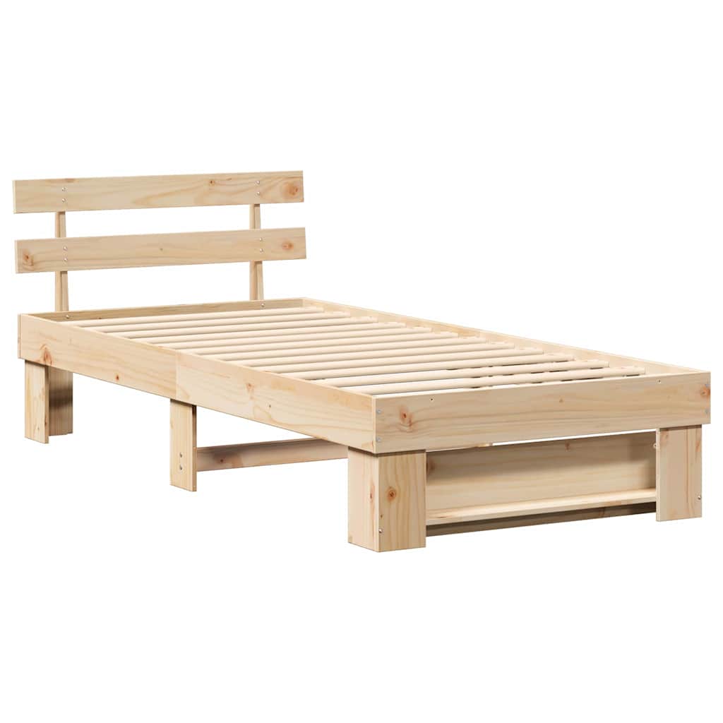 vidaXL Σκελετός Κρεβατιού Καφέ 75 x 190 cm Μασίφ ξύλο πεύκου