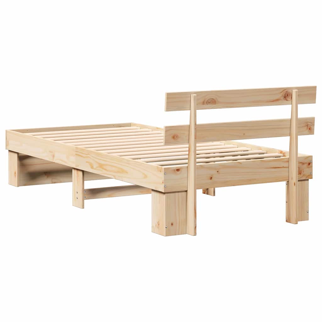 vidaXL Σκελετός Κρεβατιού Καφέ 75 x 190 cm Μασίφ ξύλο πεύκου