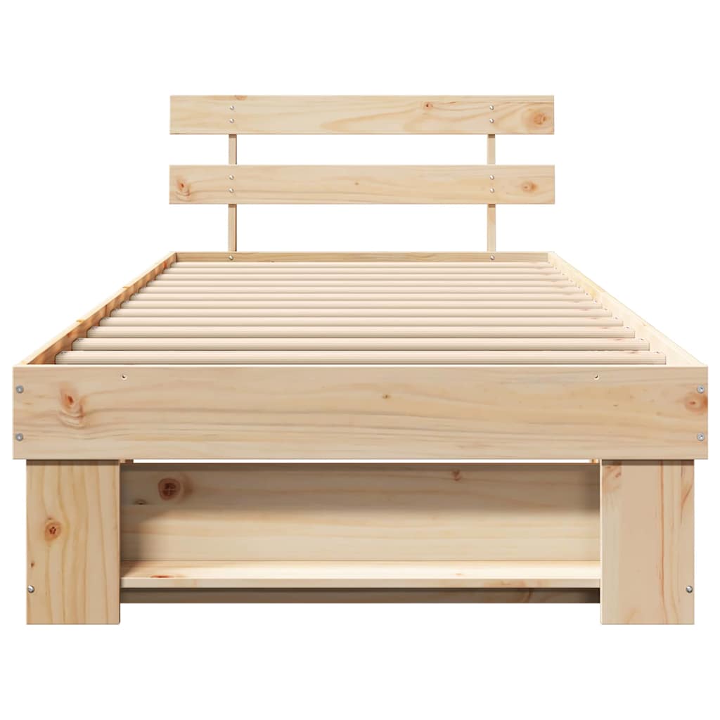 vidaXL Σκελετός Κρεβατιού Καφέ 75 x 190 cm Μασίφ ξύλο πεύκου