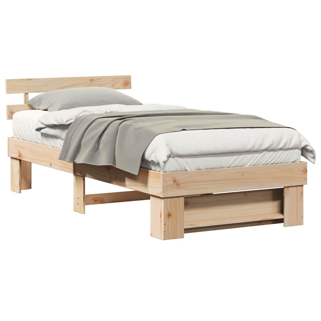 vidaXL Σκελετός Κρεβατιού Καφέ 75 x 190 cm Μασίφ ξύλο πεύκου