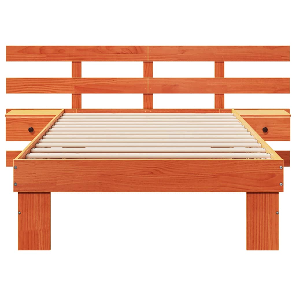 vidaXL Σκελετός Κρεβατιού Κερωτό καφέ 90 x 200 cm Στερεά ξυλεία πεύκου