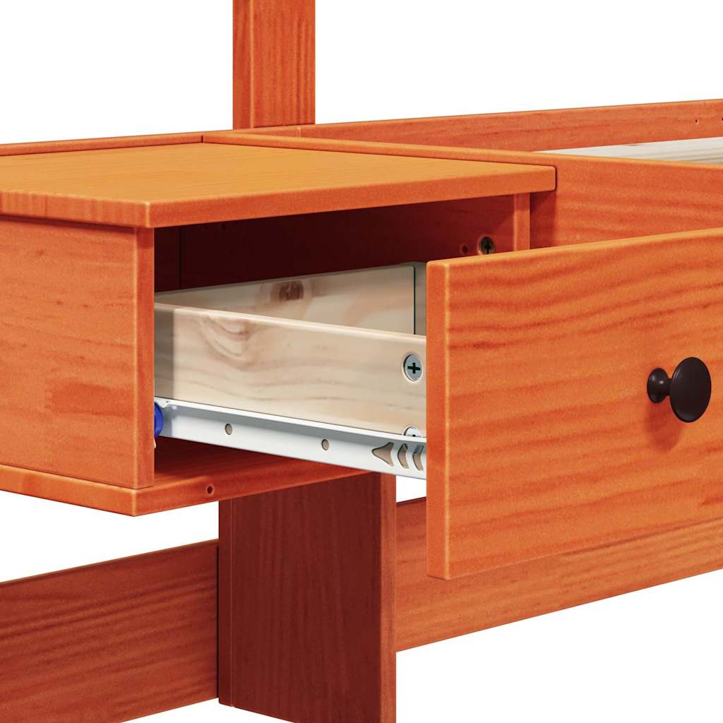 vidaXL Σκελετός Κρεβατιού Κερωτό καφέ 75 x 190 cm Στερεά ξυλεία πεύκου