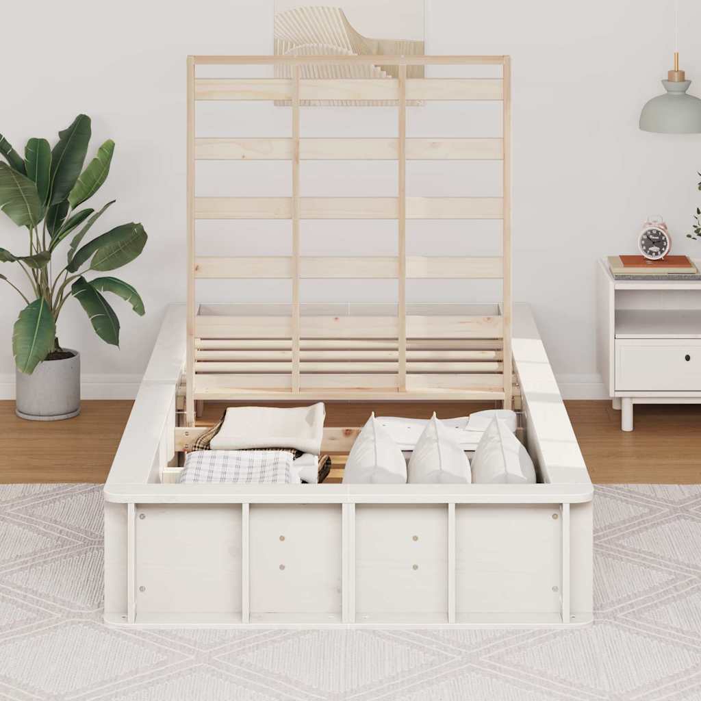 vidaXL Σκελετός Κρεβατιού Λευκό 75 x 190 cm Στερεά ξυλεία πεύκου