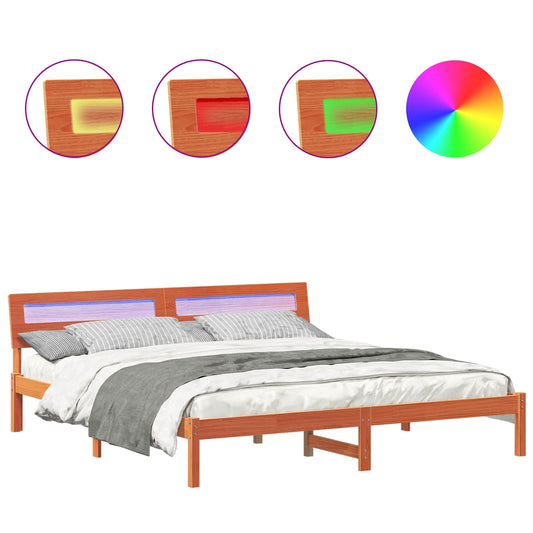 vidaXL Σκελετός Κρεβατιού με κεφαλάρι Κερωτό καφέ 180 x 200 cm