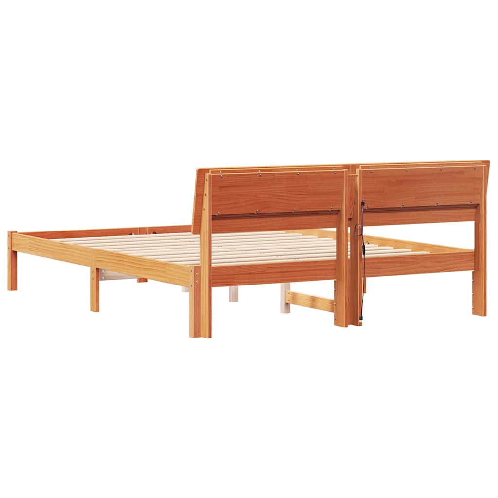 vidaXL Σκελετός Κρεβατιού με κεφαλάρι Κερωτό καφέ 160 x 200 cm