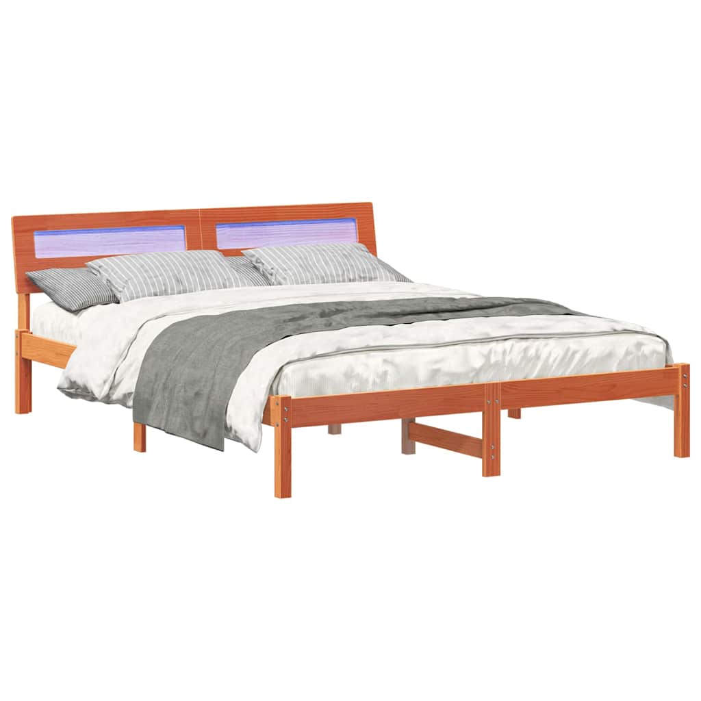 vidaXL Σκελετός Κρεβατιού με κεφαλάρι Κερωτό καφέ 160 x 200 cm