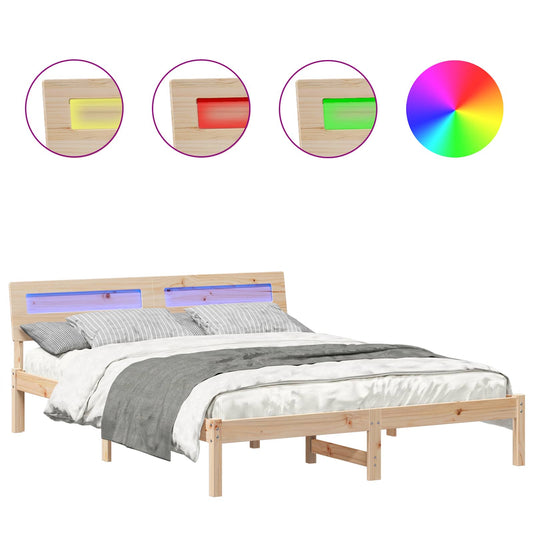 vidaXL Σκελετός Κρεβατιού Καφέ 150 x 200 cm Στερεά ξυλεία πεύκου