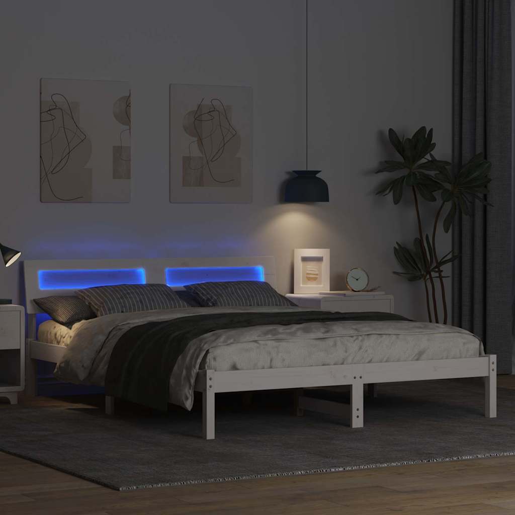 vidaXL Σκελετός Κρεβατιού Λευκό 150 x 200 cm Στερεά ξυλεία πεύκου