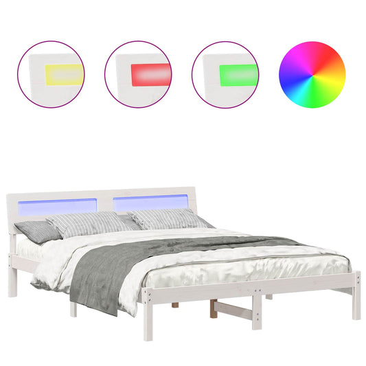 vidaXL Σκελετός Κρεβατιού Λευκό 150 x 200 cm Στερεά ξυλεία πεύκου