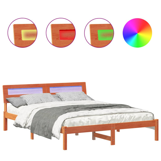 vidaXL Σκελετός Κρεβατιού με κεφαλάρι Κερωτό καφέ 150 x 200 cm