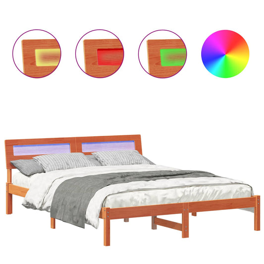 vidaXL Σκελετός Κρεβατιού με κεφαλάρι Κερωτό καφέ 140 x 200 cm