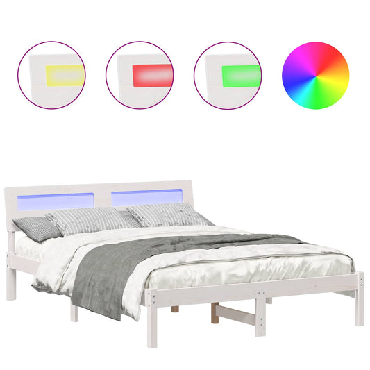 vidaXL Σκελετός Κρεβατιού Λευκό 140 x 190 cm Στερεά ξυλεία πεύκου