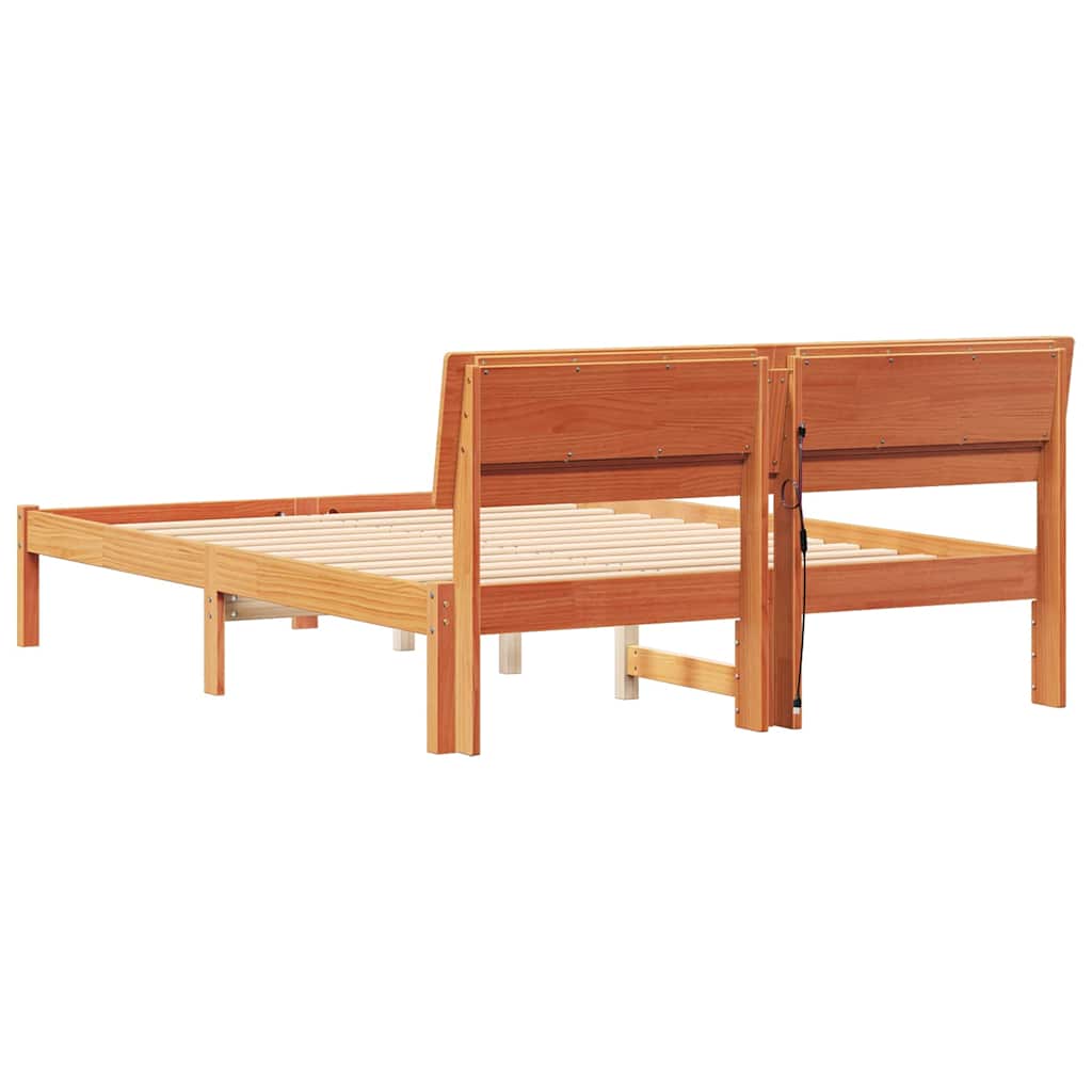 vidaXL Σκελετός Κρεβατιού με κεφαλάρι Κερωτό καφέ 120 x 190 cm