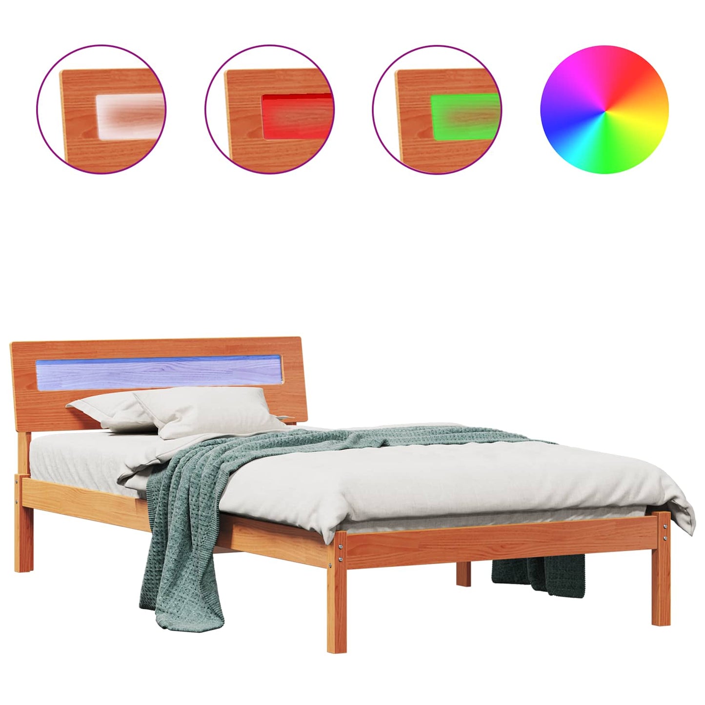 vidaXL Σκελετός Κρεβατιού με κεφαλάρι Κερωτό καφέ 100 x 200 cm