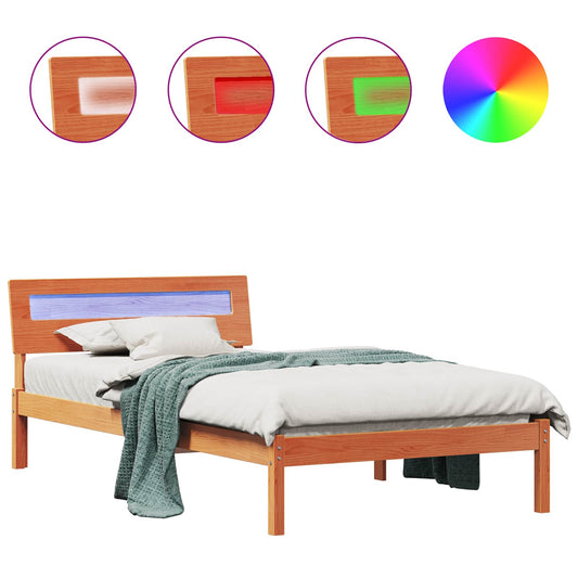 vidaXL Σκελετός Κρεβατιού Κερωτό καφέ 90 x 200 cm Στερεά ξυλεία πεύκου