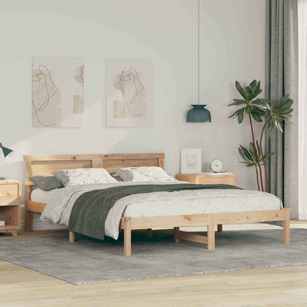 vidaXL Σκελετός Κρεβατιού Καφέ 160 x 200 cm Στερεά ξυλεία πεύκου
