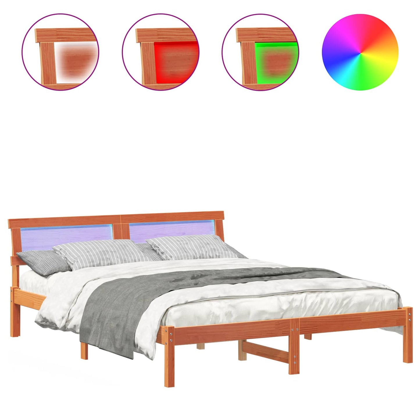 vidaXL Σκελετός Κρεβατιού με κεφαλάρι Κερωτό καφέ 160 x 200 cm