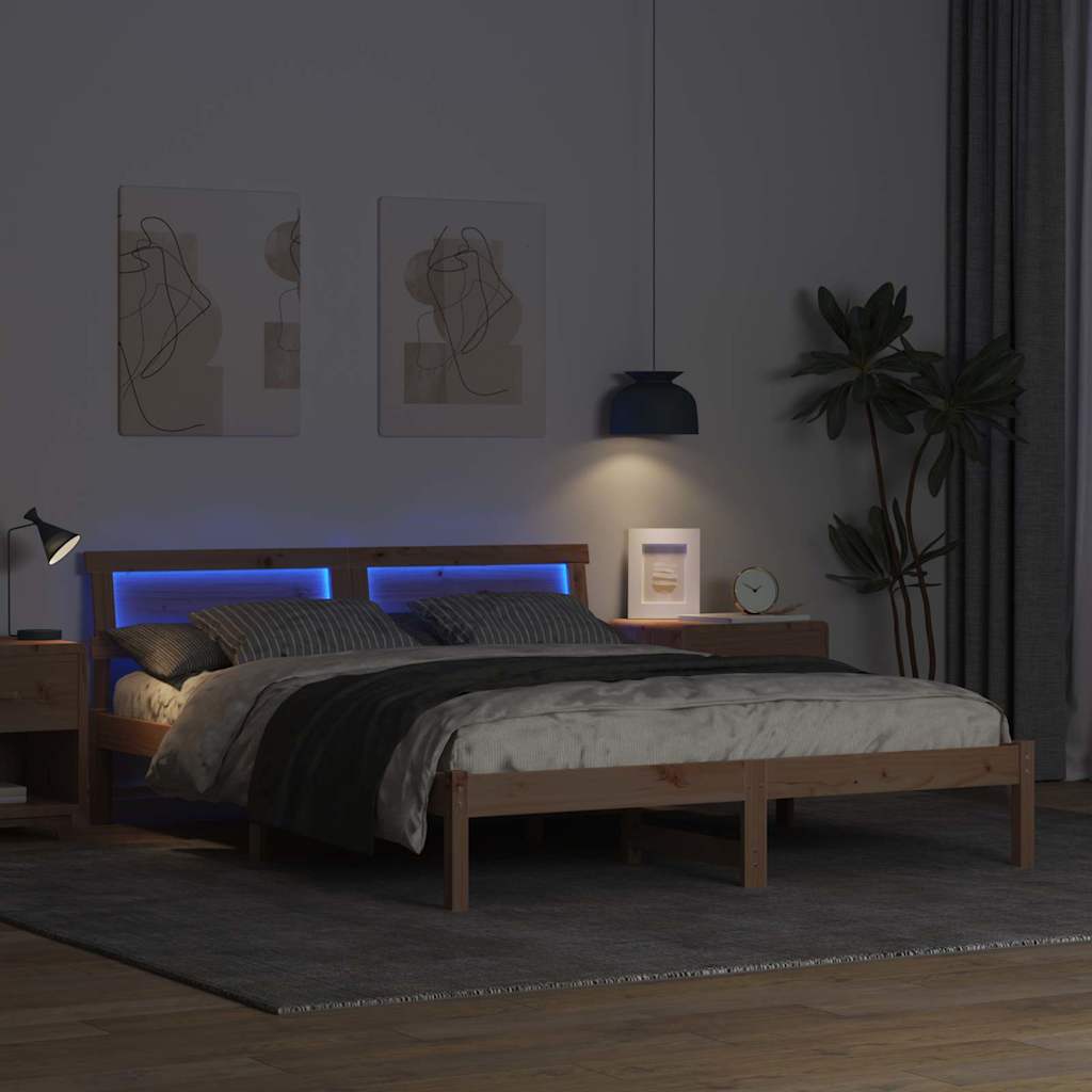 vidaXL Σκελετός Κρεβατιού Καφέ 150 x 200 cm Στερεά ξυλεία πεύκου