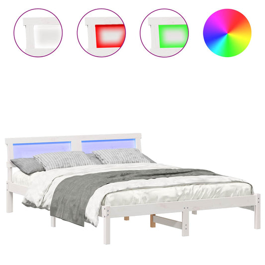 vidaXL Σκελετός Κρεβατιού Λευκό 150 x 200 cm Στερεά ξυλεία πεύκου