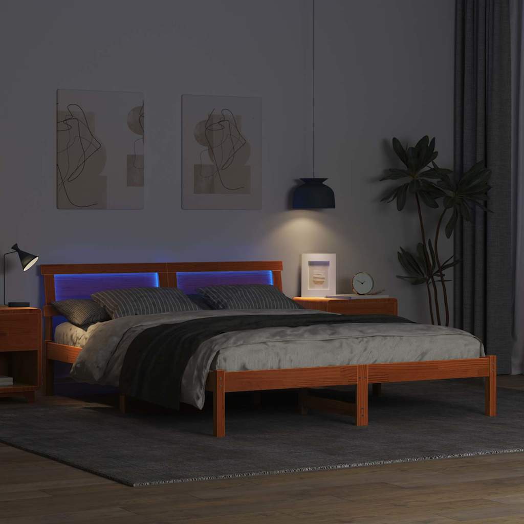 vidaXL Σκελετός Κρεβατιού με κεφαλάρι Κερωτό καφέ 150 x 200 cm