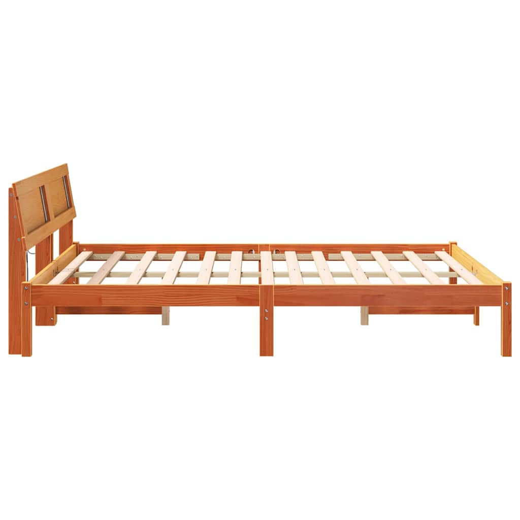 vidaXL Σκελετός Κρεβατιού με κεφαλάρι Κερωτό καφέ 150 x 200 cm