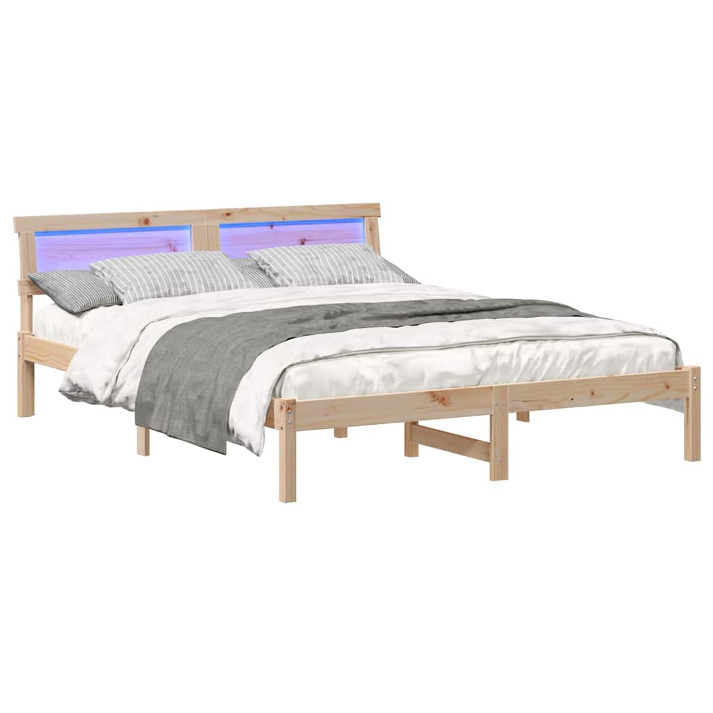 vidaXL Σκελετός Κρεβατιού Καφέ 140 x 200 cm Στερεά ξυλεία πεύκου