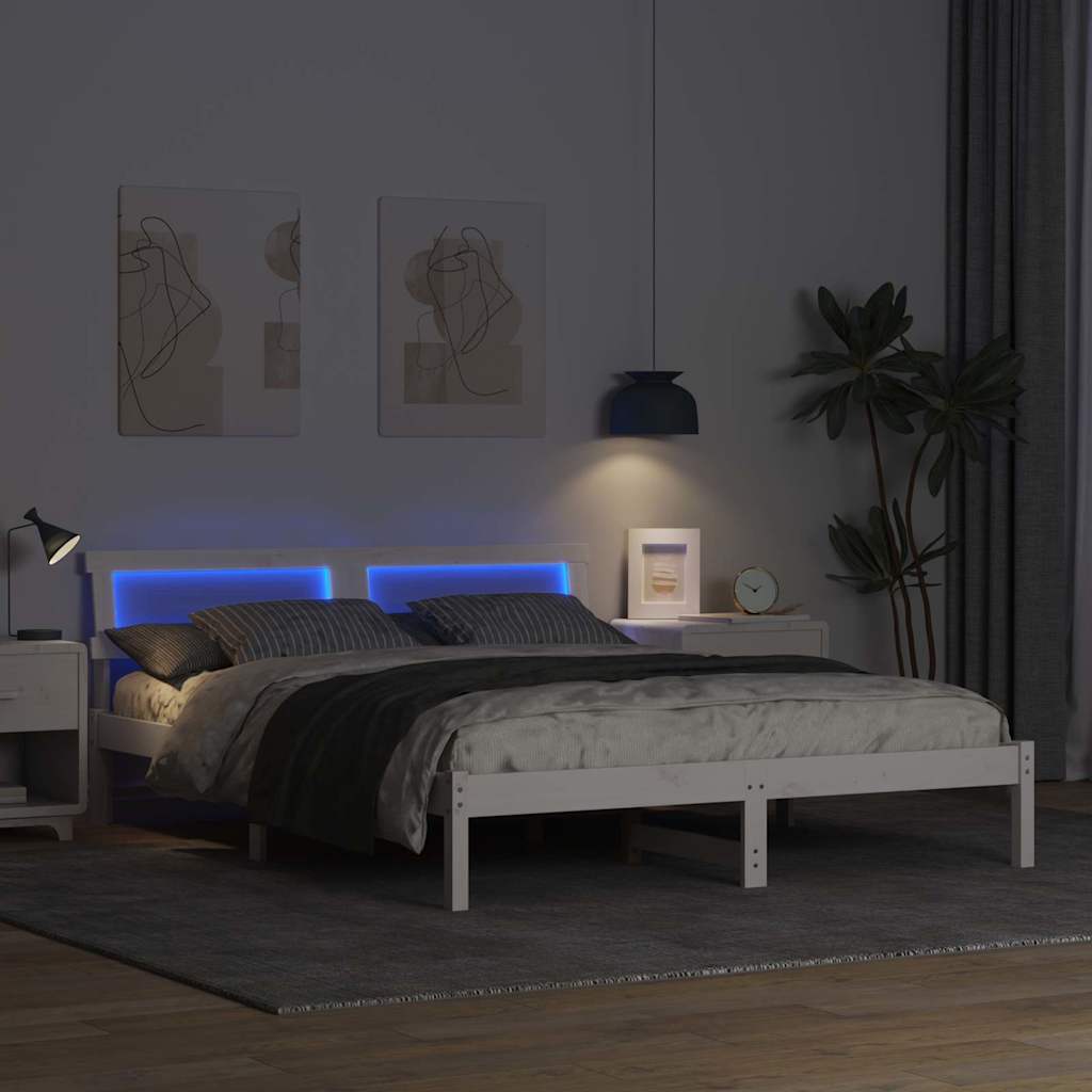 vidaXL Σκελετός Κρεβατιού Λευκό 140 x 200 cm Στερεά ξυλεία πεύκου