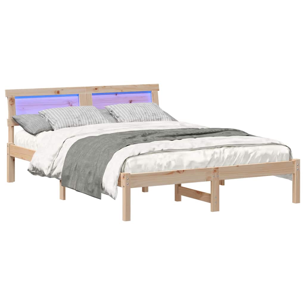 vidaXL Σκελετός Κρεβατιού Καφέ 140 x 190 cm Στερεά ξυλεία πεύκου