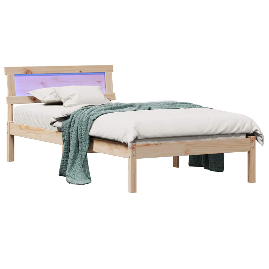 vidaXL Σκελετός Κρεβατιού Καφέ 90 x 200 cm Στερεά ξυλεία πεύκου