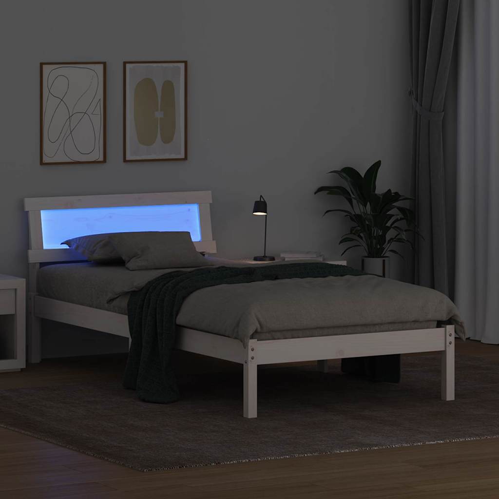 vidaXL Σκελετός Κρεβατιού Λευκό 90 x 200 cm Στερεά ξυλεία πεύκου
