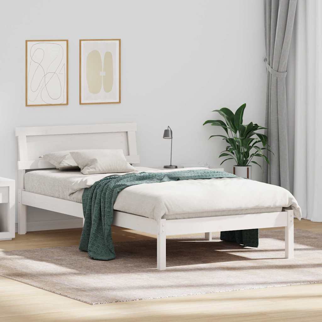 vidaXL Σκελετός Κρεβατιού Λευκό 90 x 200 cm Στερεά ξυλεία πεύκου