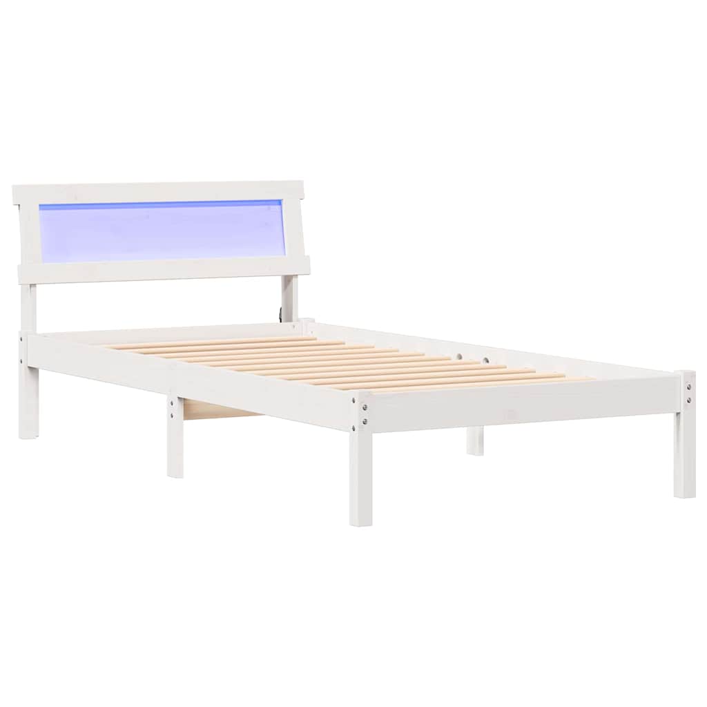 vidaXL Σκελετός Κρεβατιού Λευκό 90 x 200 cm Στερεά ξυλεία πεύκου