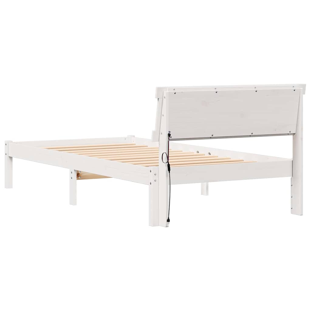 vidaXL Σκελετός Κρεβατιού Λευκό 90 x 200 cm Στερεά ξυλεία πεύκου