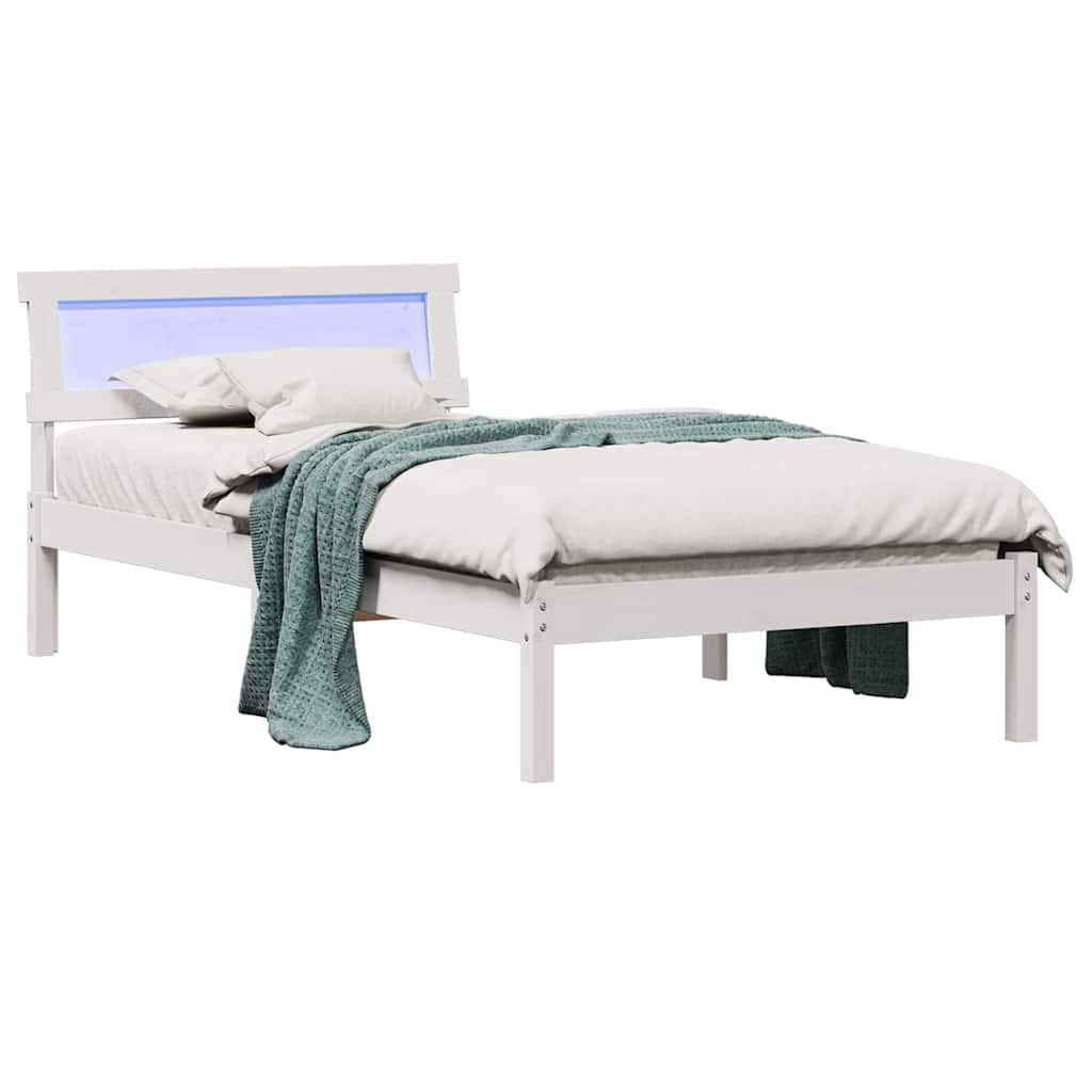 vidaXL Σκελετός Κρεβατιού Λευκό 90 x 200 cm Στερεά ξυλεία πεύκου