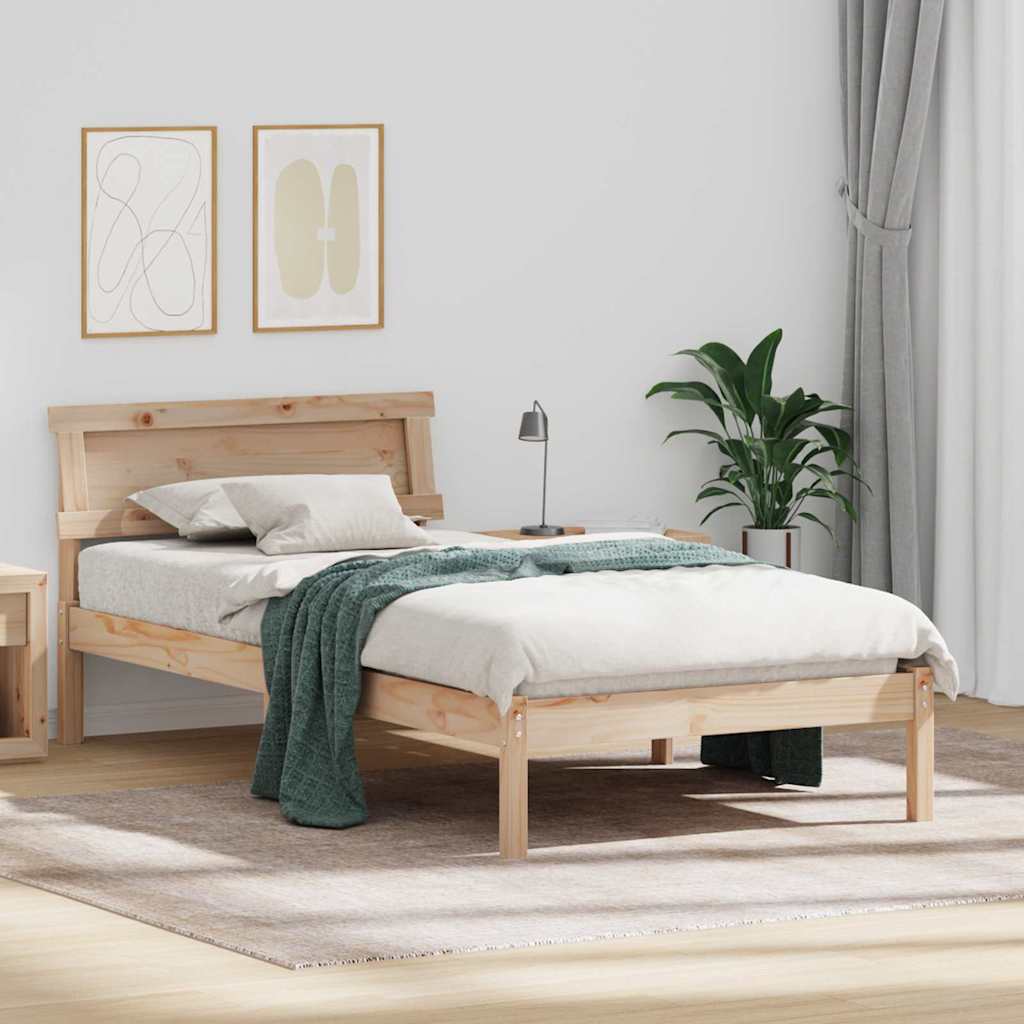 vidaXL Σκελετός Κρεβατιού Καφέ 90 x 190 cm Στερεά ξυλεία πεύκου