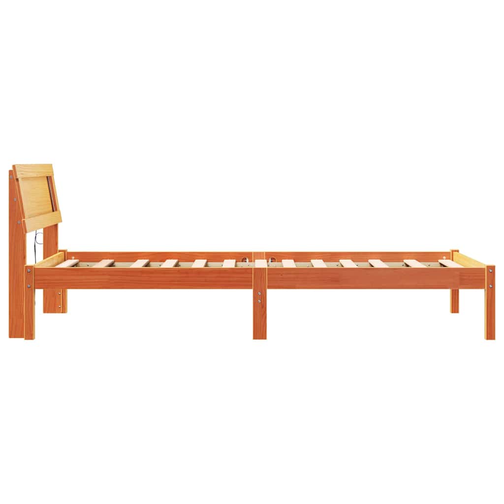 vidaXL Σκελετός Κρεβατιού Κερωτό καφέ 90 x 190 cm Στερεά ξυλεία πεύκου