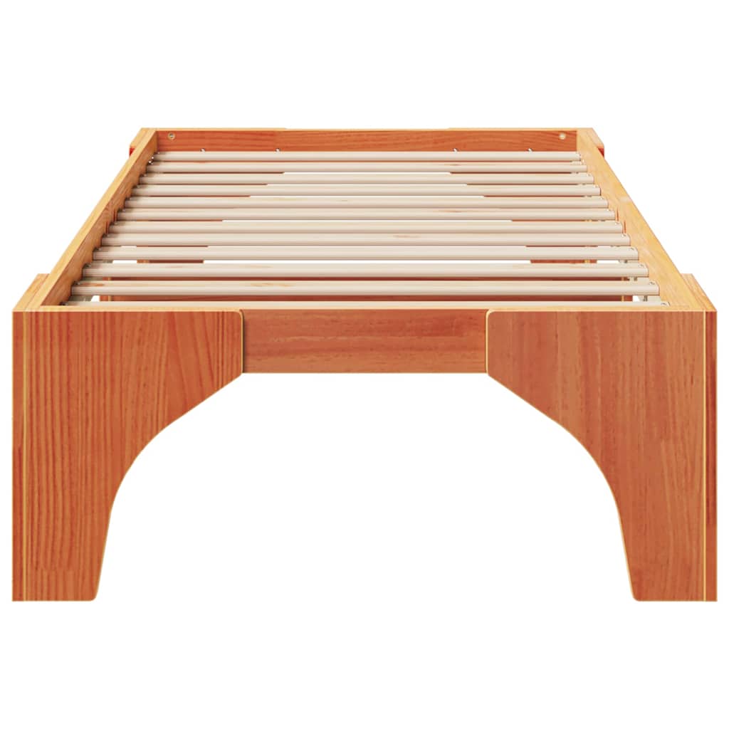 vidaXL Σκελετός Κρεβατιού Καφέ 75 x 190 cm Στερεά ξυλεία πεύκου