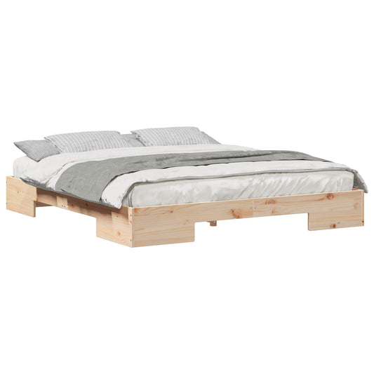 vidaXL Κρεβάτι δαπέδου Καφέ 180 x 200 cm Μασίφ ξύλο πεύκου