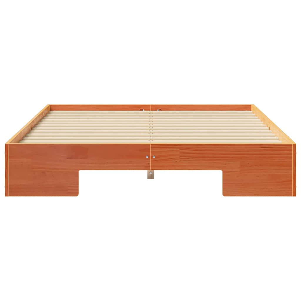 vidaXL Κρεβάτι δαπέδου Καφέ 140 x 190 cm Μασίφ ξύλο πεύκου