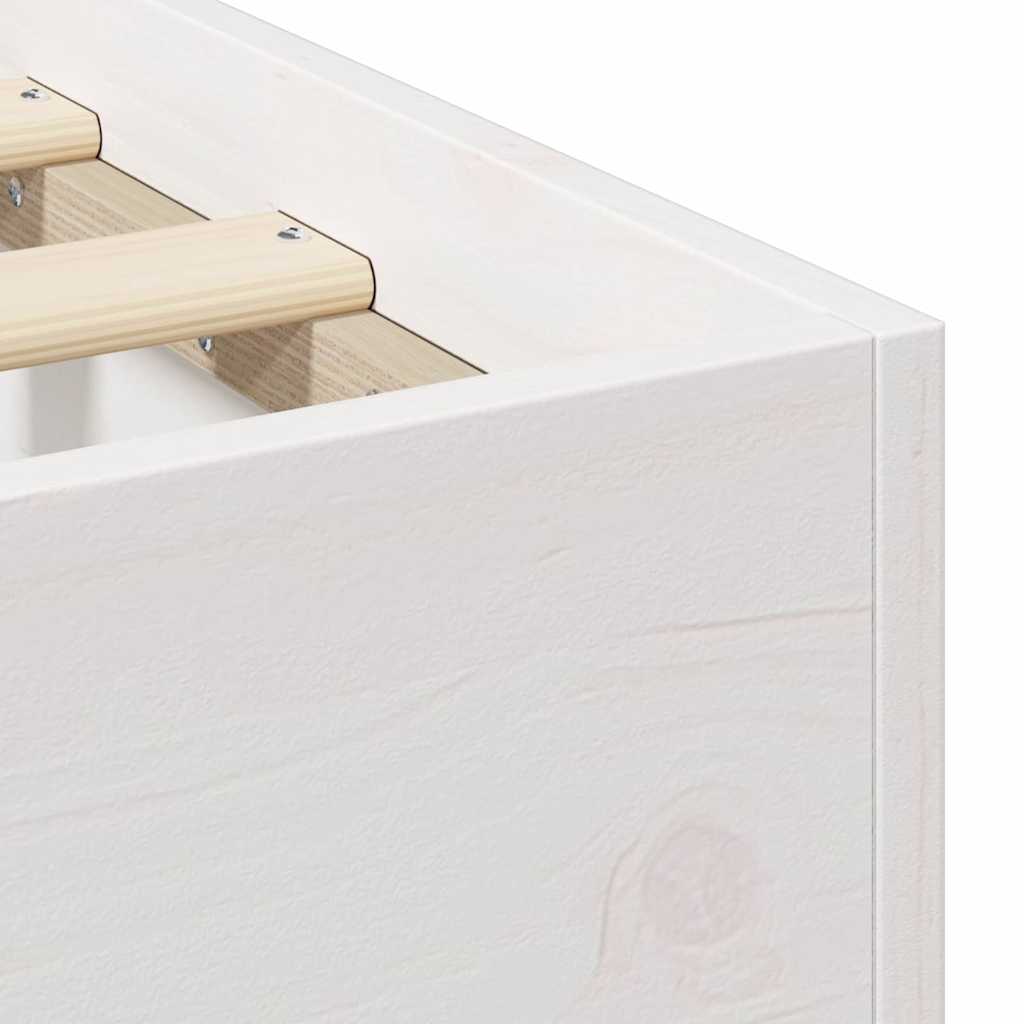 vidaXL Κρεβάτι δαπέδου Λευκό 135 x 190 cm Μασίφ ξύλο πεύκου