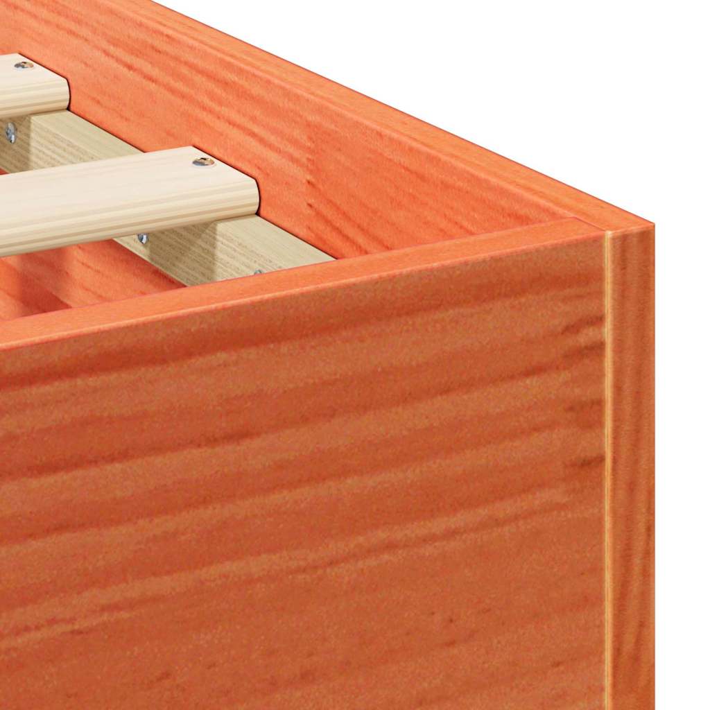 vidaXL Κρεβάτι δαπέδου Καφέ 135 x 190 cm Μασίφ ξύλο πεύκου