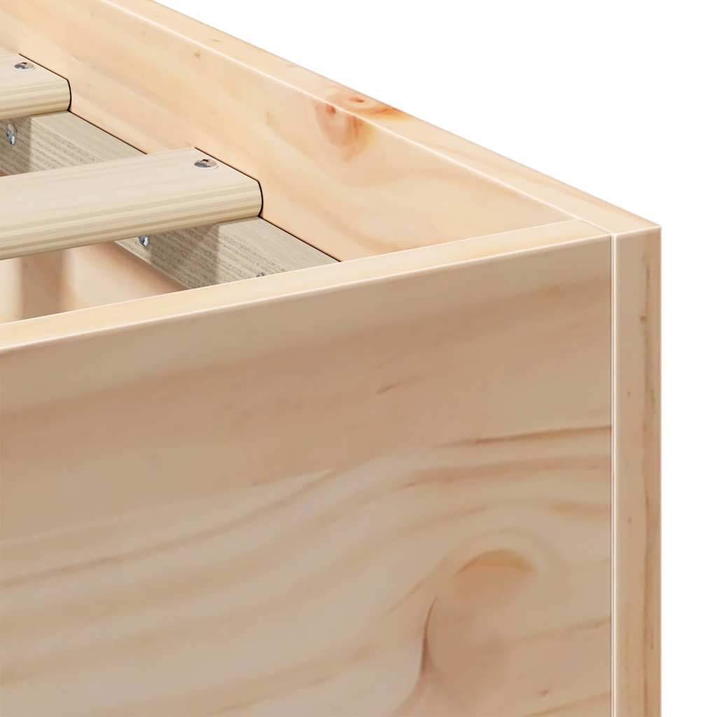 vidaXL Κρεβάτι δαπέδου Καφέ 100 x 200 cm Μασίφ ξύλο πεύκου