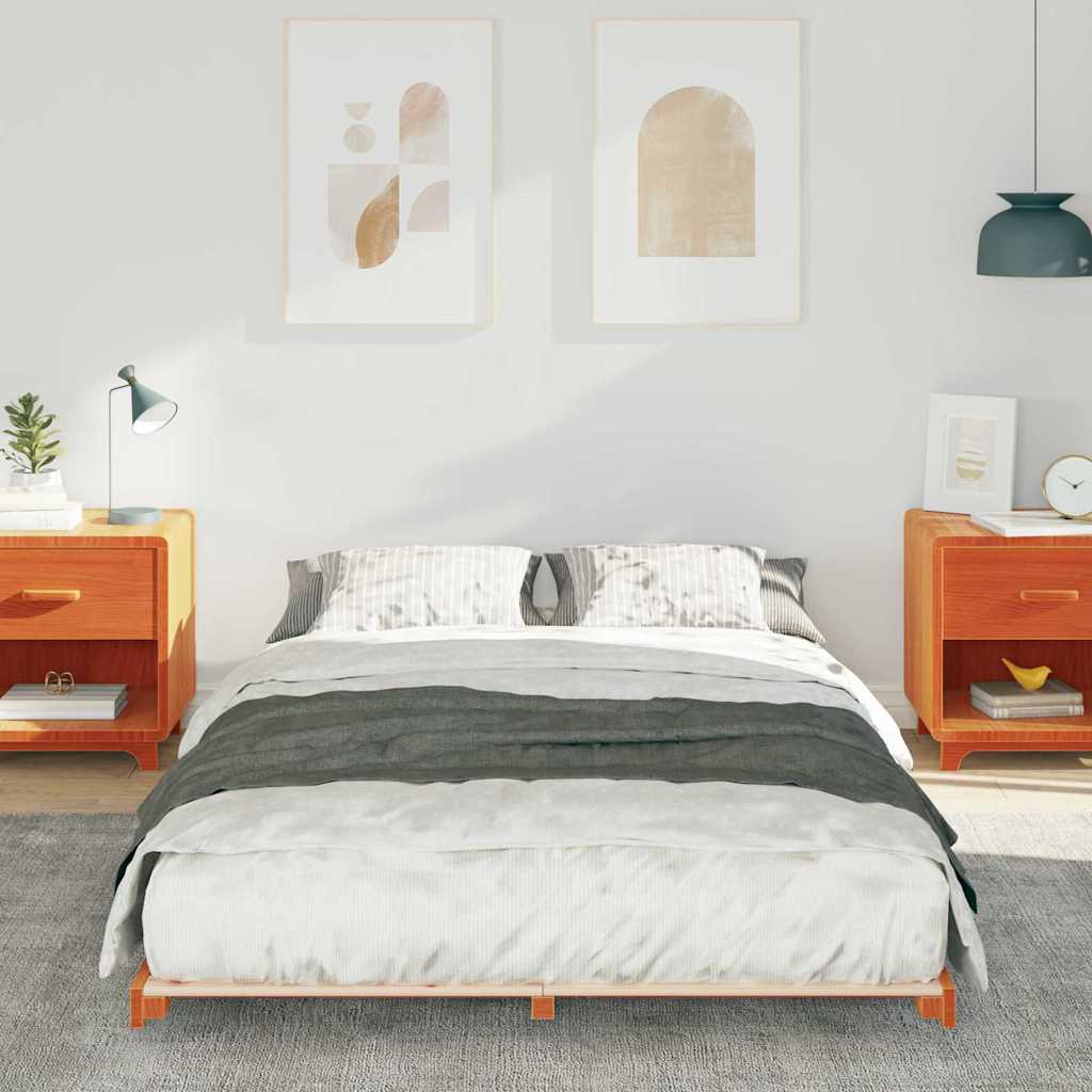 vidaXL Κρεβάτι δαπέδου Καφέ κεριού 120 x 200 cm Μασίφ ξύλο πεύκου