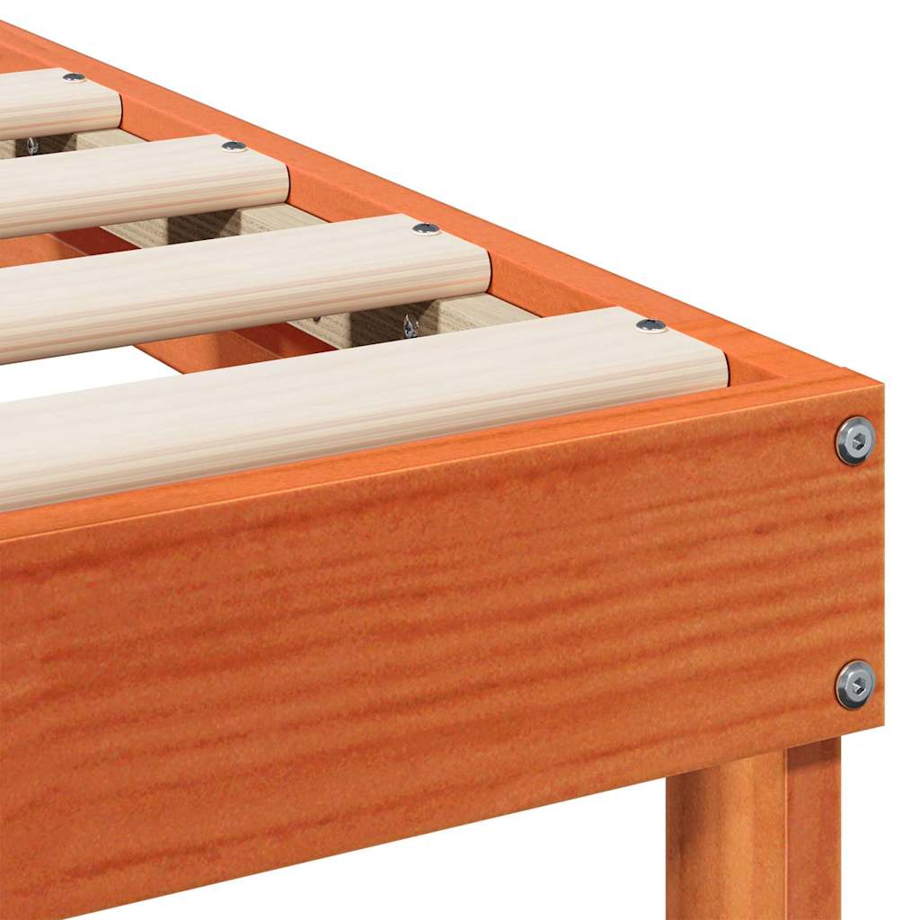 vidaXL Σκελετός Κρεβατιού Καφέ 100 x 220 cm Στερεά ξυλεία πεύκου