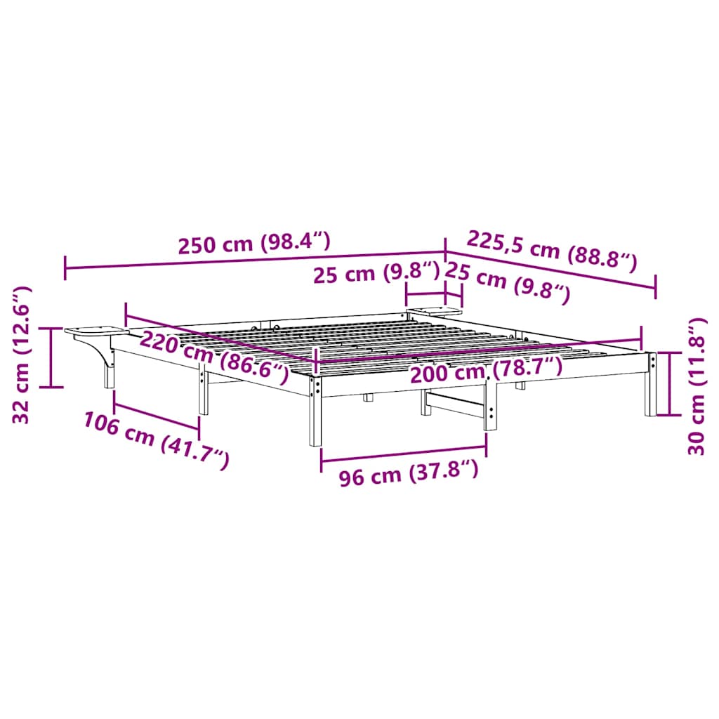 vidaXL Κρεβατοκάμαρα με Πλαϊνά Τραπέζια Λευκό 200 x 220 cm