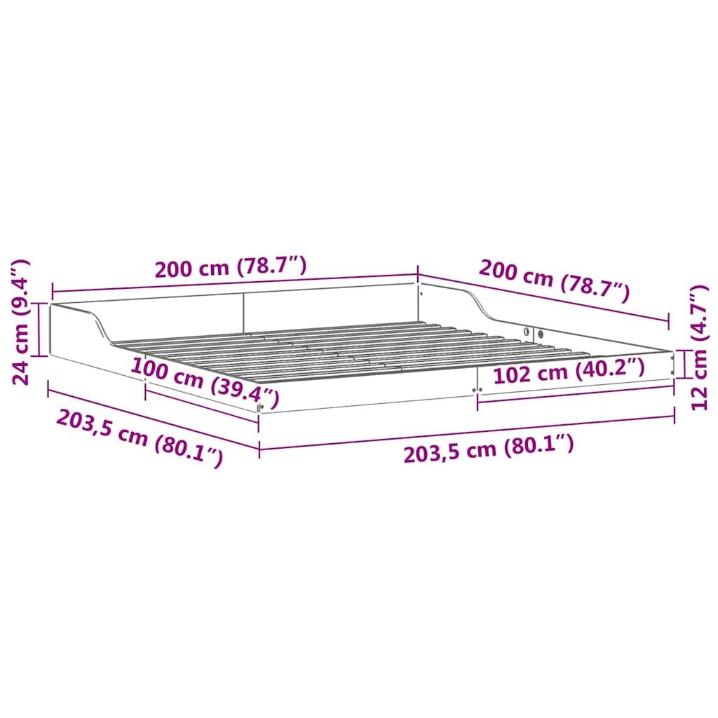 vidaXL Σκελετός Κρεβατιού Λευκό 200 x 200 cm Στερεά ξυλεία πεύκου