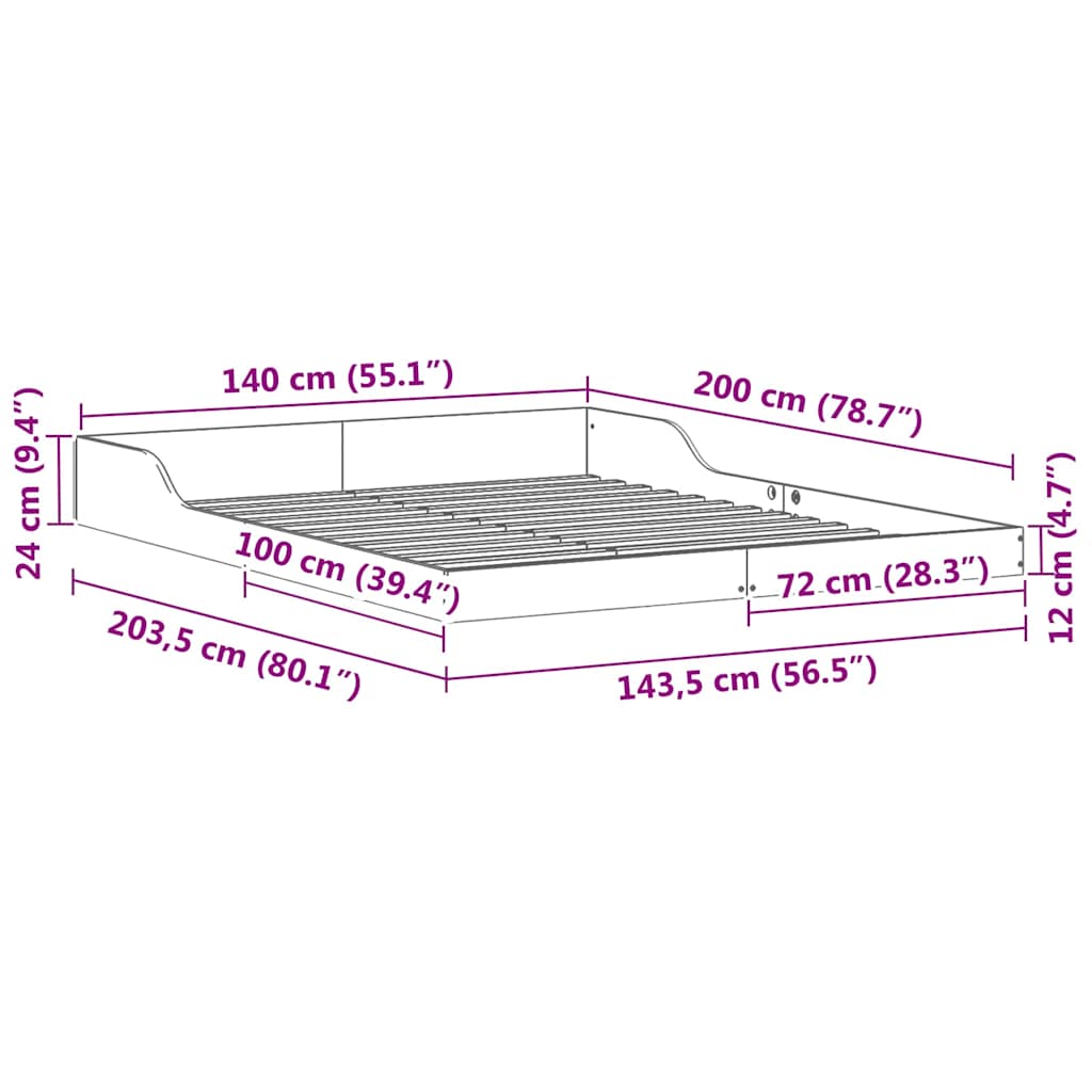 vidaXL Σκελετός Κρεβατιού Κερωτό καφέ 140 x 200 cm